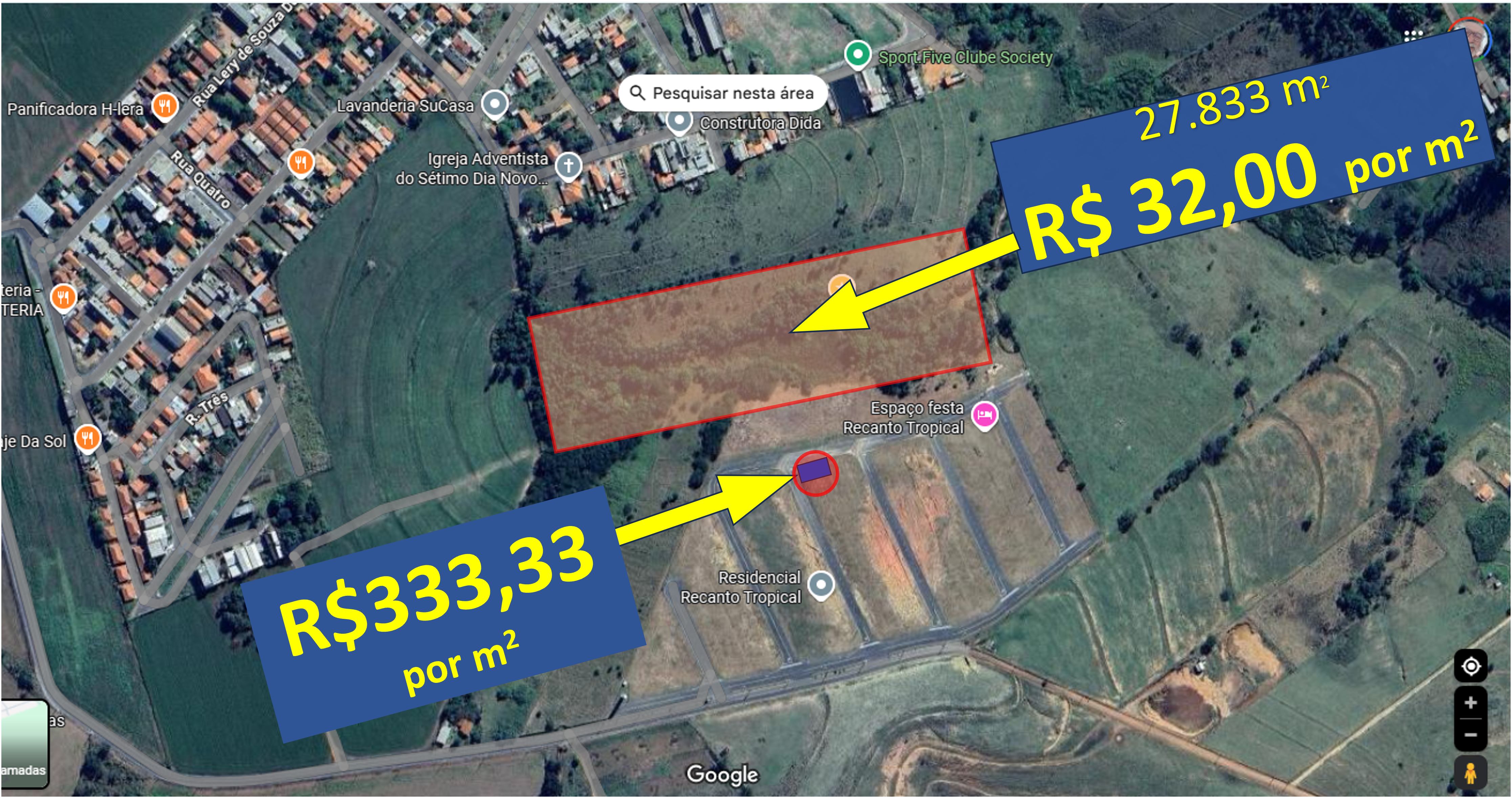 Comparação de preços dos arredores do Sitio Gazeta